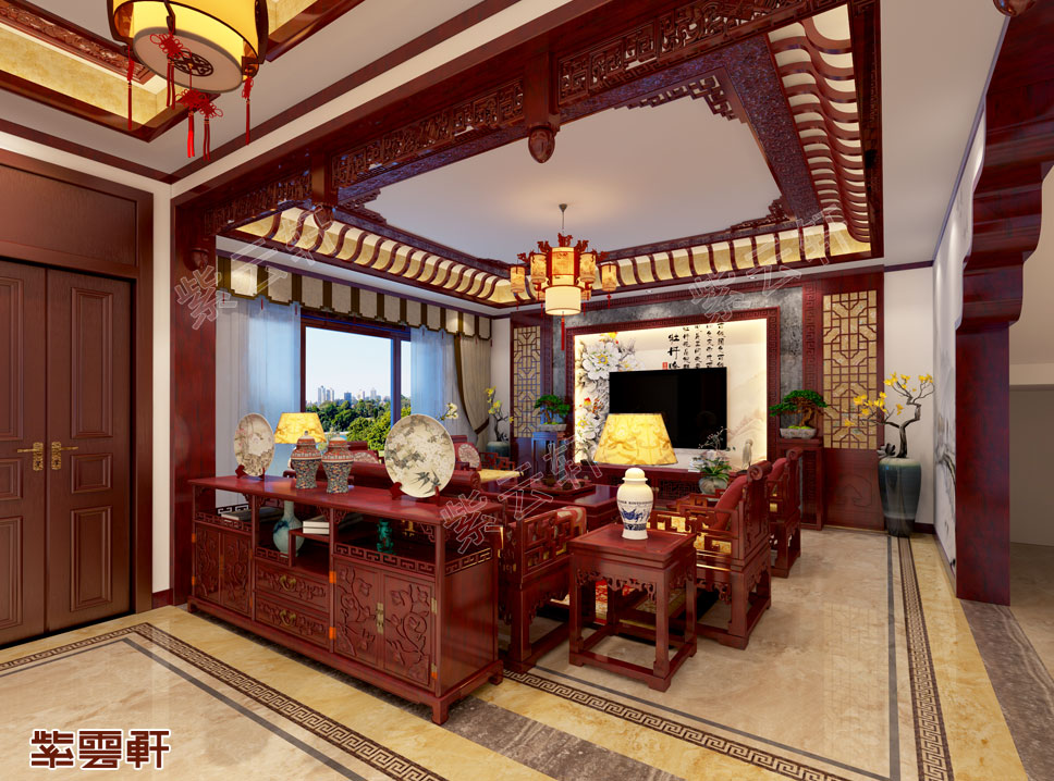 中式别墅装修设计在古朴奢华中追求茗香古韵