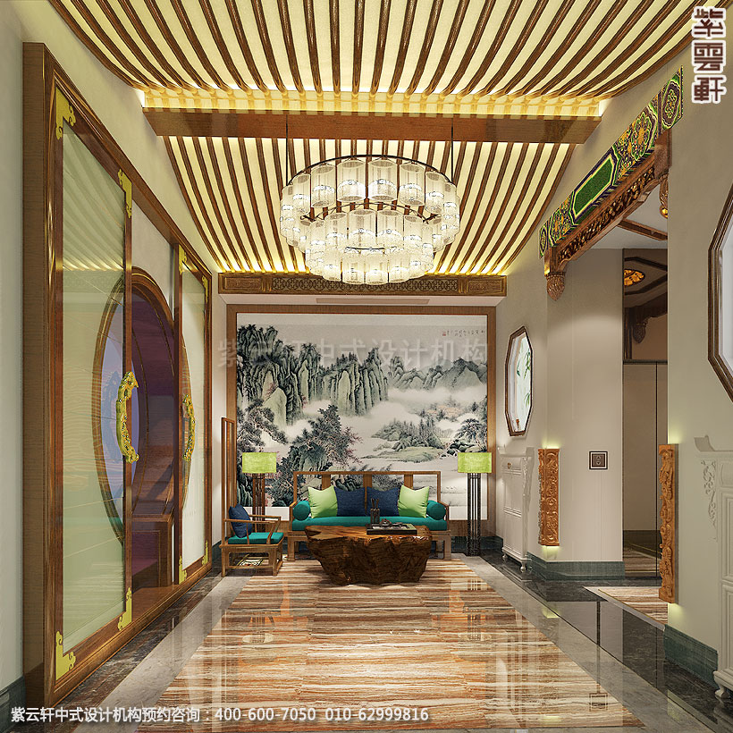 上海中式装修养身会馆大厅